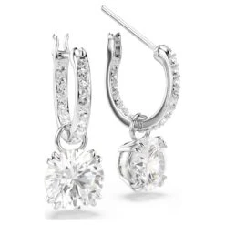 Swarovski Constella Drop Earrings Round Cut, White, Rhodium Plated -Jewelry Store constella drop earrings round cut white rhodium plated swarovski 5636717 3