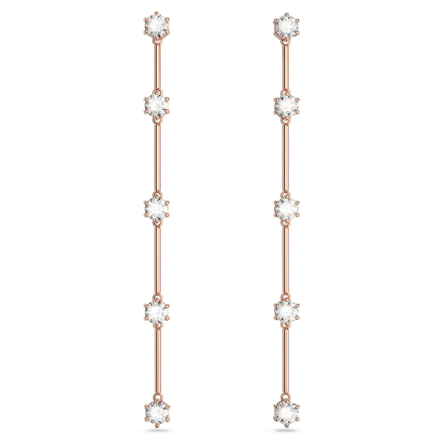 Swarovski Constella Drop Earrings Round Cut, White, Rose Gold-tone Plated 4 Swarovski Constella Drop Earrings Round Cut, White, Rose Gold-tone Plated - Image 2