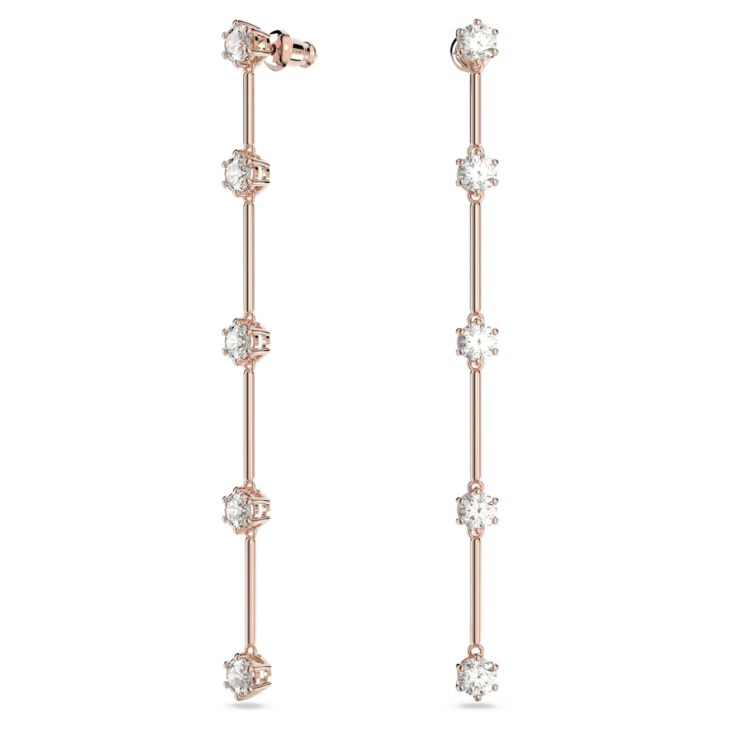 Swarovski Constella Drop Earrings Round Cut, White, Rose Gold-tone Plated 5 Swarovski Constella Drop Earrings Round Cut, White, Rose Gold-tone Plated - Image 3