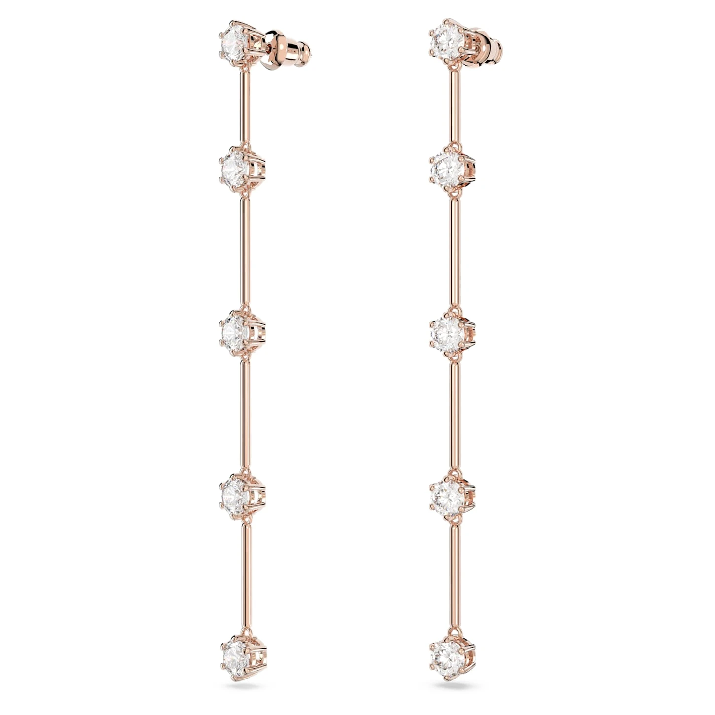 Swarovski Constella Drop Earrings Round Cut, White, Rose Gold-tone Plated 6 Swarovski Constella Drop Earrings Round Cut, White, Rose Gold-tone Plated - Image 4