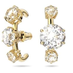 Swarovski Constella Ear Cuffs Asymmetrical Design, Round Cut, White, Gold-tone Plated -Jewelry Store constella ear cuffs asymmetrical design round cut white gold tone plated swarovski 5616919 2