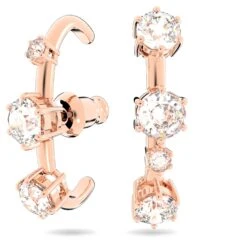 Swarovski Constella Ear Cuffs Asymmetrical Design, Round Cut, White, Rose Gold-tone Plated -Jewelry Store constella ear cuffs asymmetrical design round cut white rose gold tone plated swarovski 5620130 2