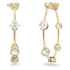 Swarovski Constella Hoop Earrings Round Cut, Medium, White, Shiny gold-tone Plated -Jewelry Store constella hoop earrings round cut medium white shinyC2A0gold tone plated swarovski 5622722 2