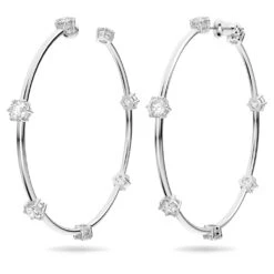 Swarovski Constella Hoop Earrings Round Cut, Small, White, Rhodium Plated -Jewelry Store constella hoop earrings round cut small white rhodium plated swarovski 5638698 2