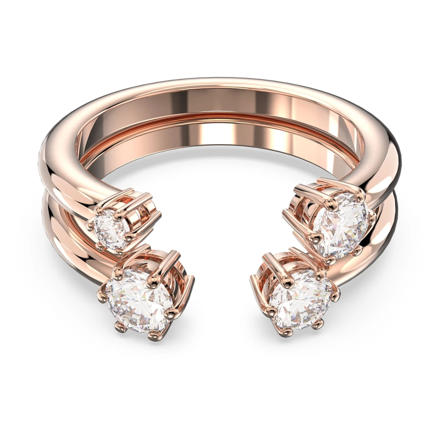 Swarovski Constella Ring Set (2), Round Cut, White, Rose Gold-tone Plated 4 Swarovski Constella Ring Set (2), Round Cut, White, Rose Gold-tone Plated - Image 2
