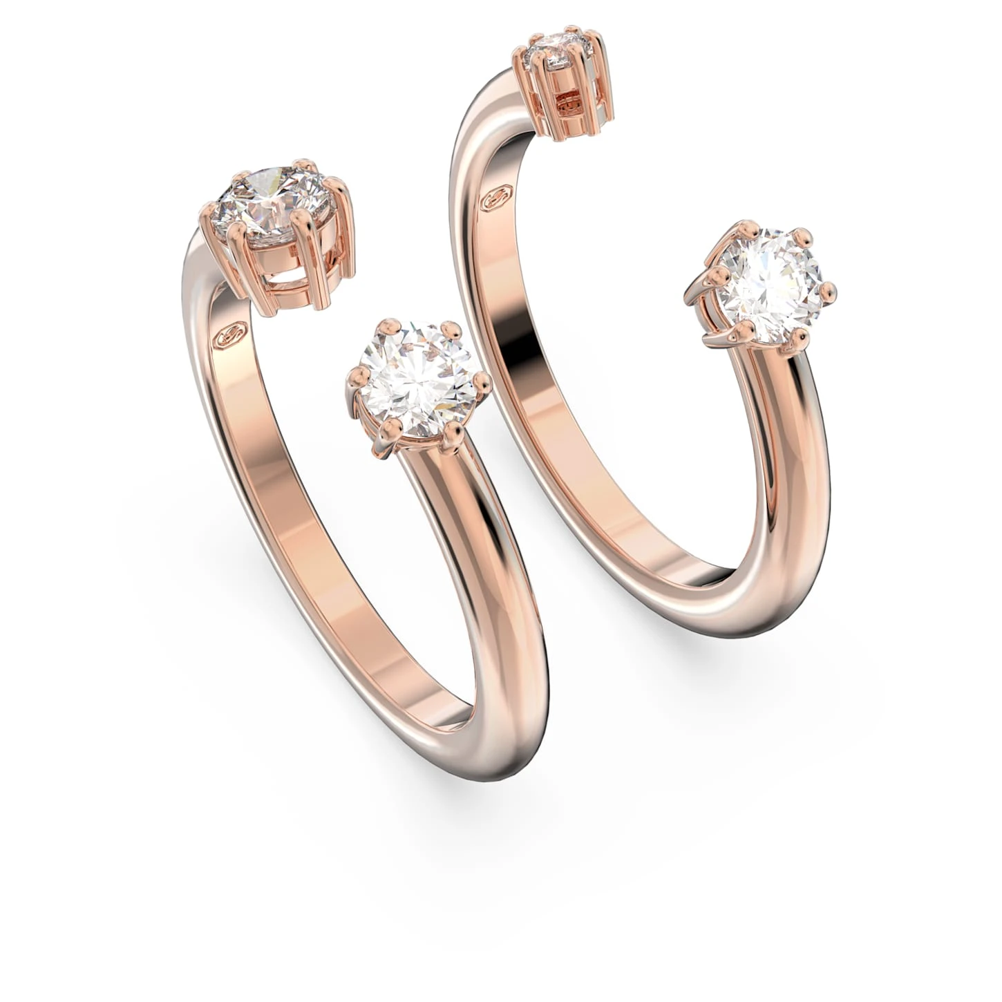 Swarovski Constella Ring Set (2), Round Cut, White, Rose Gold-tone Plated 5 Swarovski Constella Ring Set (2), Round Cut, White, Rose Gold-tone Plated - Image 3