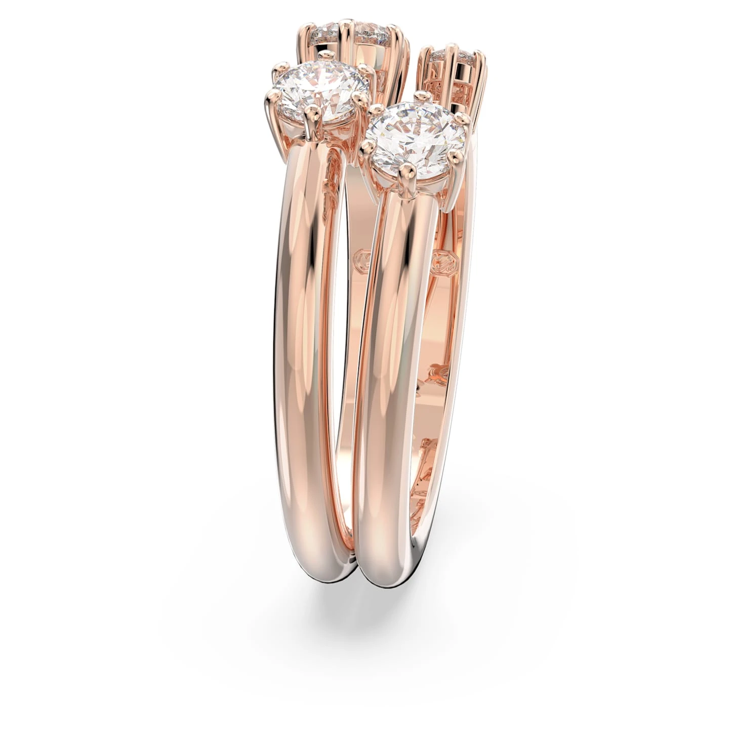 Swarovski Constella Ring Set (2), Round Cut, White, Rose Gold-tone Plated 6 Swarovski Constella Ring Set (2), Round Cut, White, Rose Gold-tone Plated - Image 4