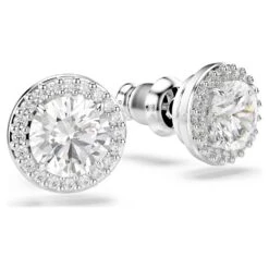 Swarovski Constella Stud Earrings Round Cut, Pavé, White, Rhodium Plated -Jewelry Store constella stud earrings round cut pavC3A9 white rhodium plated swarovski 5636269 3