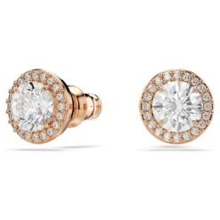 Swarovski Constella Stud Earrings Round Cut, Pavé, White, Rose Gold-tone Plated -Jewelry Store constella stud earrings round cut pavC3A9 white rose gold tone plated swarovski 5636275 2