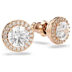 Swarovski Constella Stud Earrings Round Cut, Pavé, White, Rose Gold-tone Plated -Jewelry Store constella stud earrings round cut pavC3A9 white rose gold tone plated swarovski 5636275 3