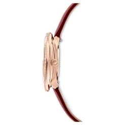 Swarovski Crystal Flower Watch Swiss Made, Leather Strap, Red, Rose Gold-tone Finish -Jewelry Store crystal flower watch swiss made leather strap red rose gold tone finish swarovski 5552780 2
