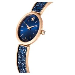 Swarovski Crystal Rock Oval Watch Swiss Made, Metal Bracelet, Blue, Rose Gold-tone Finish -Jewelry Store crystal rock oval watch swiss made metal bracelet blue rose gold tone finish swarovski 5656822 4