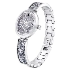 Swarovski Crystal Rock Oval Watch Swiss Made, Metal Bracelet, Silver Tone, Stainless Steel -Jewelry Store crystal rock oval watch swiss made metal bracelet silver tone stainless steel swarovski 5656881 2