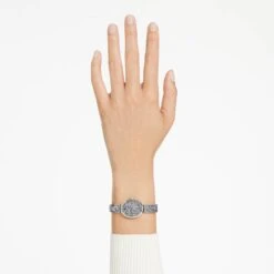 Swarovski Crystal Rock Oval Watch Swiss Made, Metal Bracelet, Silver Tone, Stainless Steel