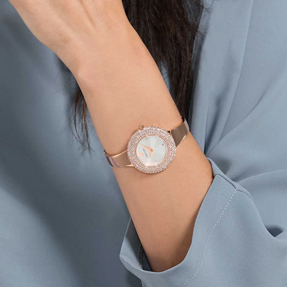 Swarovski Crystal Rose Watch Swiss Made, Metal Bracelet, Rose Gold Tone, Rose Gold-tone Finish 7 Swarovski Crystal Rose Watch Swiss Made, Metal Bracelet, Rose Gold Tone, Rose Gold-tone Finish - Image 5