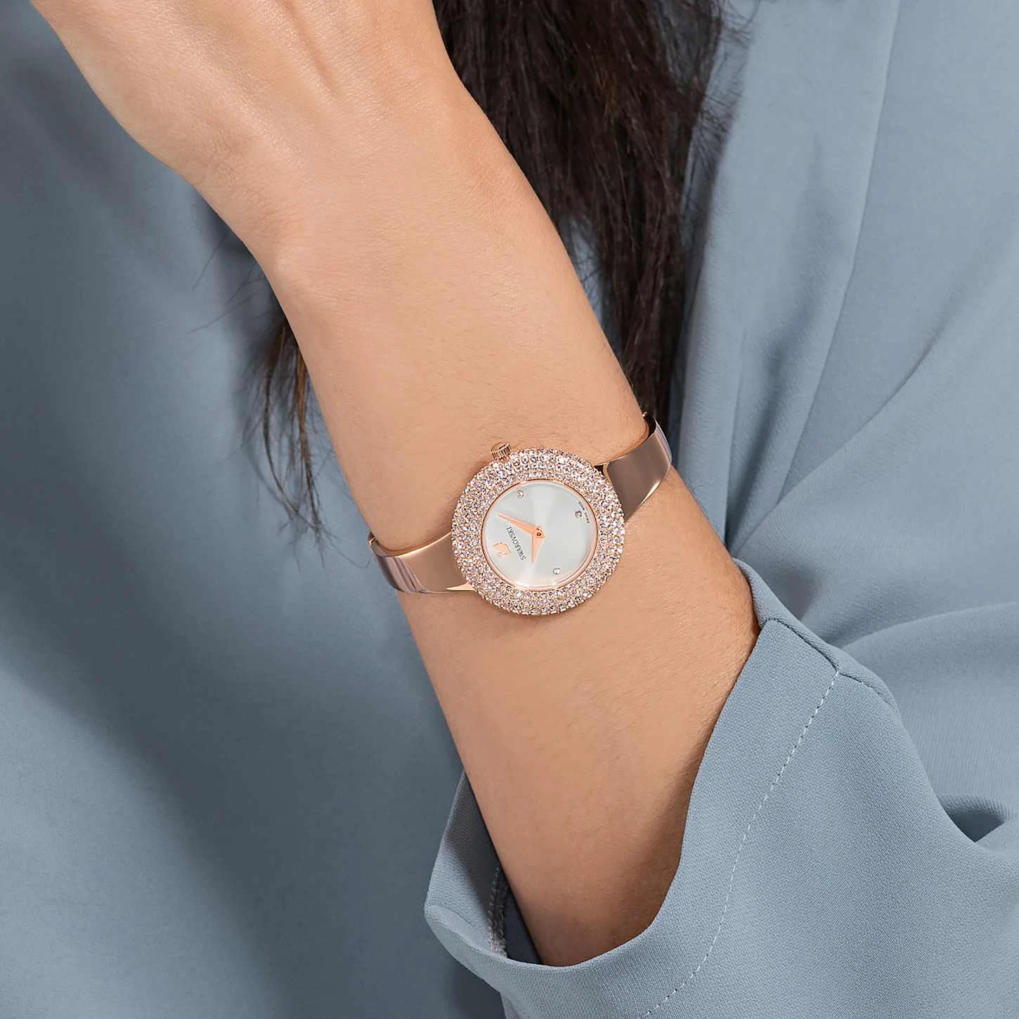 Swarovski Crystal Rose Watch Swiss Made, Metal Bracelet, Rose Gold Tone, Rose Gold-tone Finish 3 Swarovski Crystal Rose Watch Swiss Made, Metal Bracelet, Rose Gold Tone, Rose Gold-tone Finish