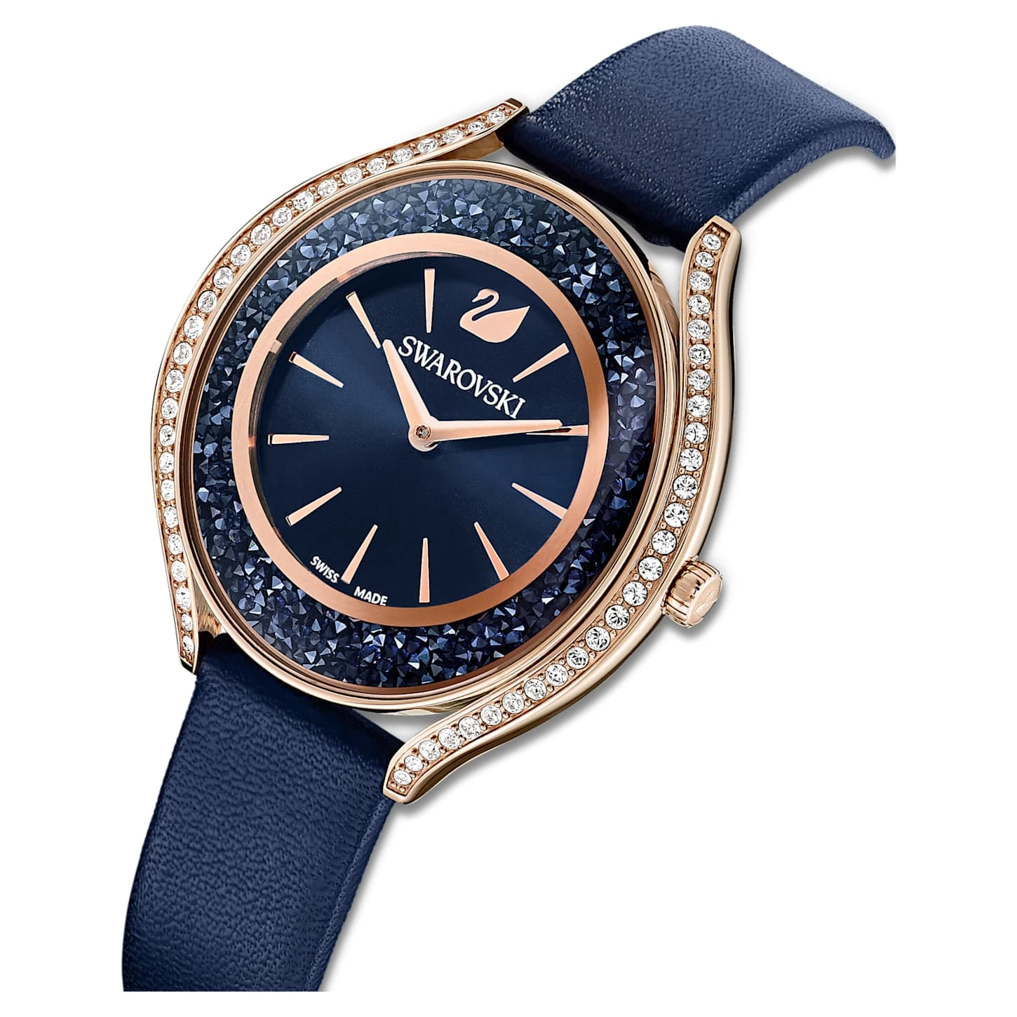 Swarovski Crystalline Aura Watch Swiss Made, Leather Strap, Blue, Rose Gold-tone Finish 7 Swarovski Crystalline Aura Watch Swiss Made, Leather Strap, Blue, Rose Gold-tone Finish - Image 5