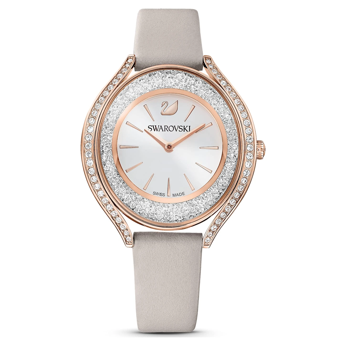 Swarovski Crystalline Aura Watch Swiss Made, Leather Strap, Gray, Rose Gold-tone Finish 4 Swarovski Crystalline Aura Watch Swiss Made, Leather Strap, Gray, Rose Gold-tone Finish - Image 2
