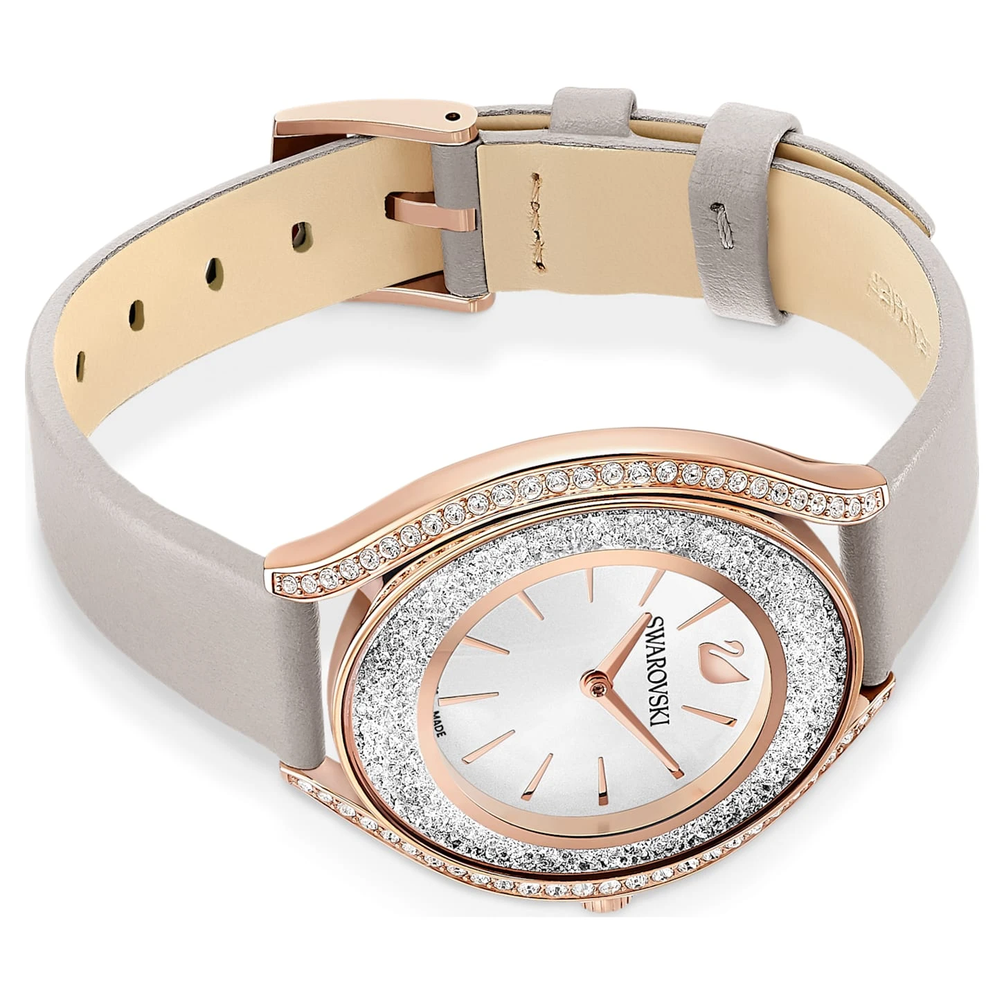 Swarovski Crystalline Aura Watch Swiss Made, Leather Strap, Gray, Rose Gold-tone Finish 6 Swarovski Crystalline Aura Watch Swiss Made, Leather Strap, Gray, Rose Gold-tone Finish - Image 4