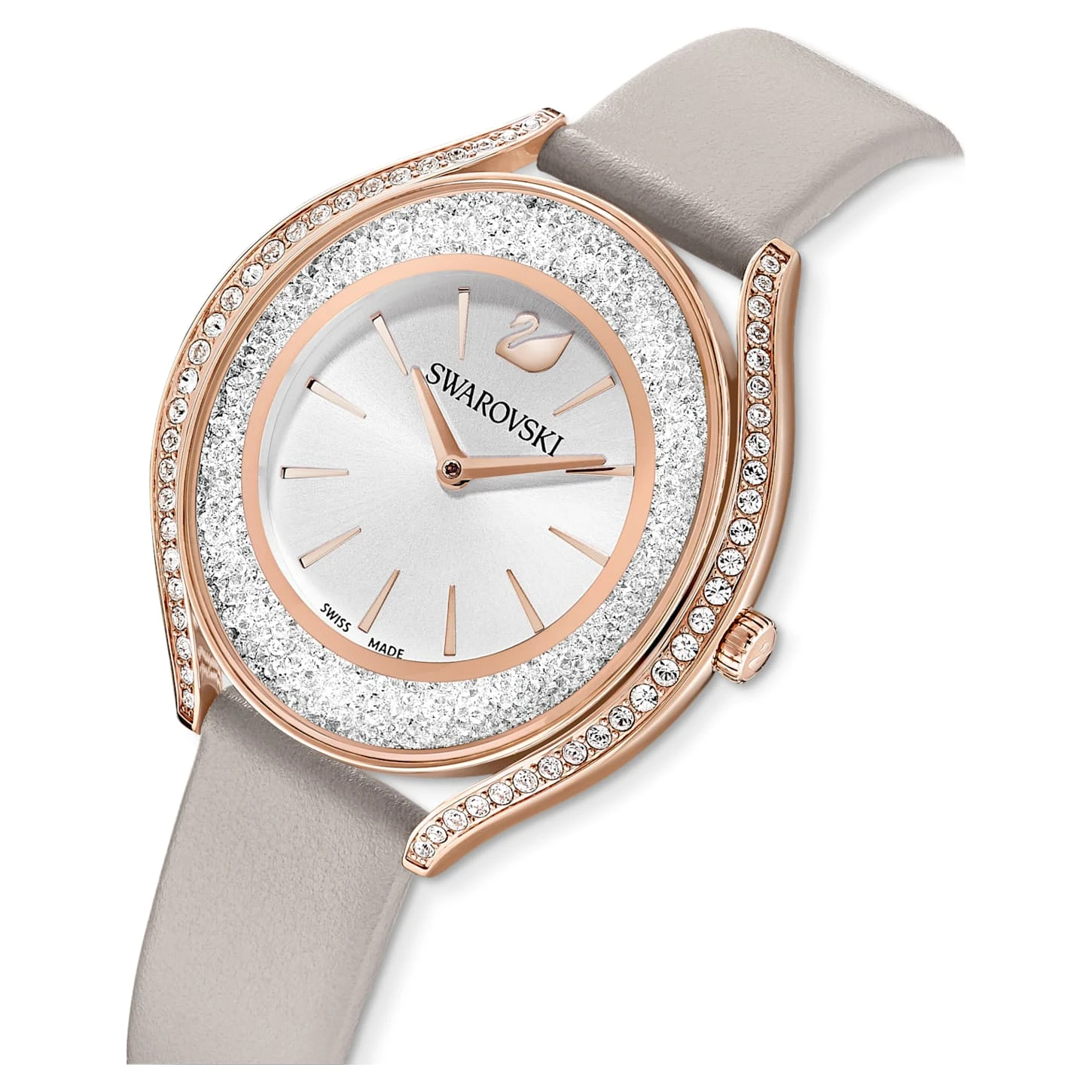 Swarovski Crystalline Aura Watch Swiss Made, Leather Strap, Gray, Rose Gold-tone Finish 7 Swarovski Crystalline Aura Watch Swiss Made, Leather Strap, Gray, Rose Gold-tone Finish - Image 5
