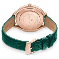 Swarovski Crystalline Aura Watch Swiss Made, Leather Strap, Green, Rose Gold-tone Finish -Jewelry Store crystalline aura watch swiss made leather strap green rose gold tone finish swarovski 5644078 3