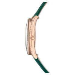 Swarovski Crystalline Aura Watch Swiss Made, Leather Strap, Green, Rose Gold-tone Finish -Jewelry Store crystalline aura watch swiss made leather strap green rose gold tone finish swarovski 5644078 6