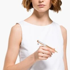 Swarovski Crystalline Ballpoint Pen Evil Eye, Rose Gold Tone, Rose Gold-tone Plated