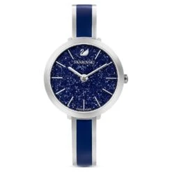 Swarovski Crystalline Delight Watch Swiss Made, Metal Bracelet, Blue, Stainless Steel