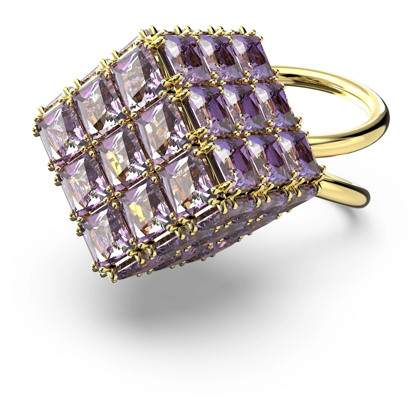 Swarovski Curiosa Cocktail Ring Square Cut, Purple, Gold-tone Plated 4 Swarovski Curiosa Cocktail Ring Square Cut, Purple, Gold-tone Plated - Image 2