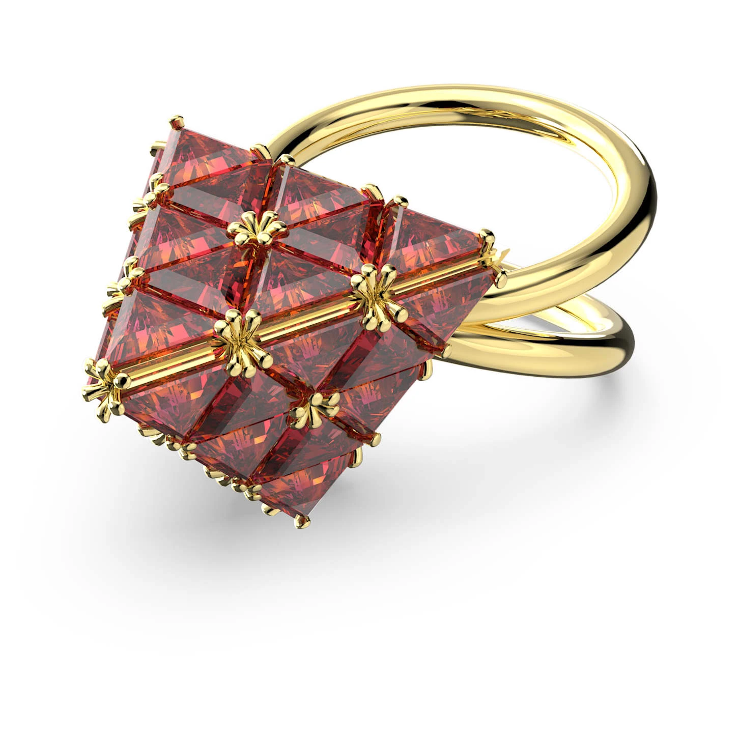 Swarovski Curiosa Cocktail Ring Triangle Cut, Red, Gold-tone Plated 4 Swarovski Curiosa Cocktail Ring Triangle Cut, Red, Gold-tone Plated - Image 2