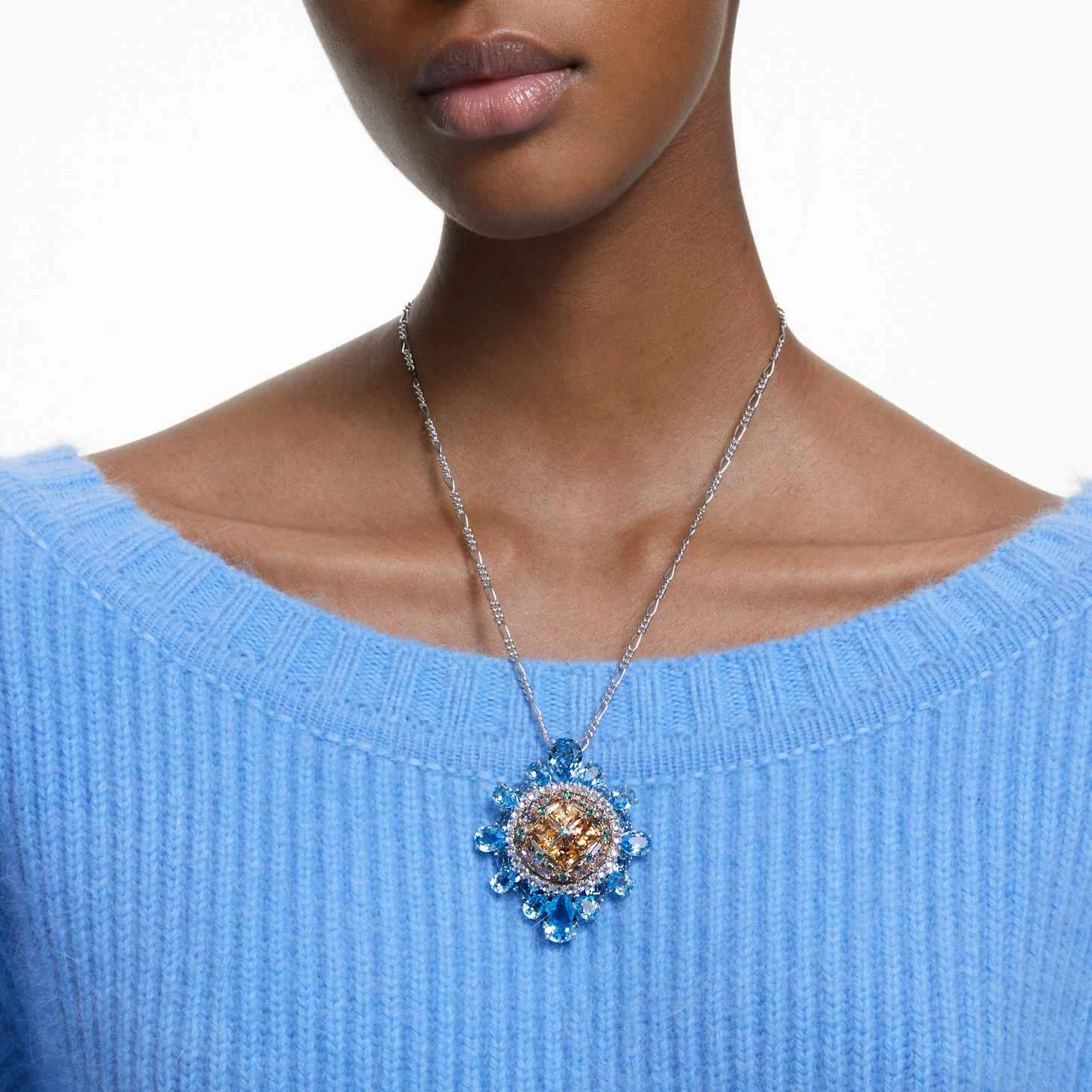 Swarovski Curiosa Pendant And Brooch Multicolored, Rhodium Plated 3 Swarovski Curiosa Pendant And Brooch Multicolored, Rhodium Plated