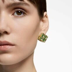 Swarovski Curiosa Stud Earring Single, Square Cut, Green, Gold-tone Plated -Jewelry Store curiosa stud earring single square cut green gold tone plated swarovski 5630311 4