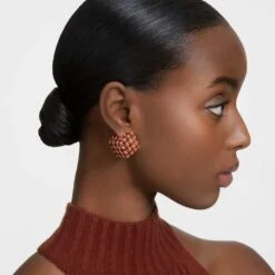 Swarovski Curiosa Stud Earring Single, Square Cut, Orange, Gold-tone Plated -Jewelry Store curiosa stud earring single square cut orange gold tone plated swarovski 5630313 4