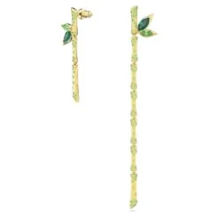 Swarovski Dellium Drop Earrings Asymmetrical Design, Bamboo, Green, Gold-tone Plated -Jewelry Store dellium drop earrings asymmetrical design bamboo green gold tone plated swarovski 5645372 2