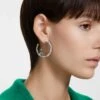 Swarovski Dellium Hoop Earrings Bamboo, Green, Rhodium Plated -Jewelry Store dellium hoop earrings bamboo green rhodium plated swarovski 5645373