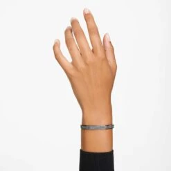 Swarovski Dextera Bangle Octagon Shape, Black, Ruthenium Plated