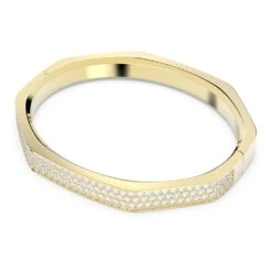 Swarovski Dextera Bangle Octagon Shape, White, Gold-tone Plated -Jewelry Store dextera bangle octagon shape white gold tone plated swarovski 5656844 2