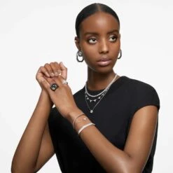 Swarovski Dextera Bangle Octagon Shape, White, Rhodium Plated -Jewelry Store dextera bangle octagon shape white rhodium plated swarovski 5639200 6