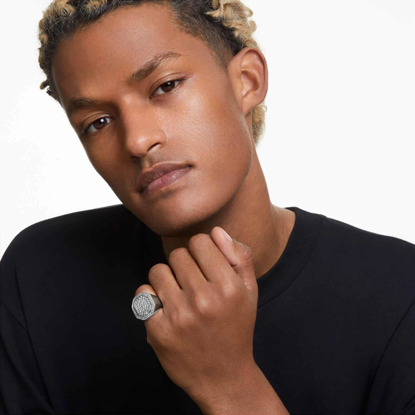 Swarovski Dextera Cocktail Ring Octagon Shape, White, Rhodium Plated 3 Swarovski Dextera Cocktail Ring Octagon Shape, White, Rhodium Plated