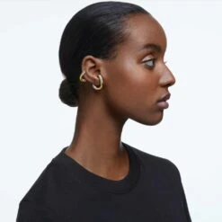 Swarovski Dextera Ear Cuff Set (2), Asymmetrical Design, White, Gold-tone Plated
