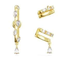 Swarovski Dextera Ear Cuff Set (3), Mixed Cuts, White, Gold-tone Plated -Jewelry Store dextera ear cuff set 28329 mixed cuts white gold tone plated swarovski 5663334 2