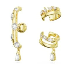 Swarovski Dextera Ear Cuff Set (3), Mixed Cuts, White, Gold-tone Plated -Jewelry Store dextera ear cuff set 28329 mixed cuts white gold tone plated swarovski 5663334 3