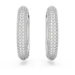 Swarovski Dextera Hoop Earrings Medium, White, Rhodium Plated -Jewelry Store dextera hoop earrings medium white rhodium plated swarovski 5651392 2