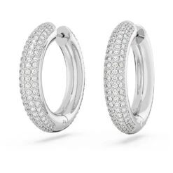 Swarovski Dextera Hoop Earrings Medium, White, Rhodium Plated -Jewelry Store dextera hoop earrings medium white rhodium plated swarovski 5651392 3