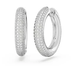 Swarovski Dextera Hoop Earrings Medium, White, Rhodium Plated -Jewelry Store dextera hoop earrings medium white rhodium plated swarovski 5651392 4