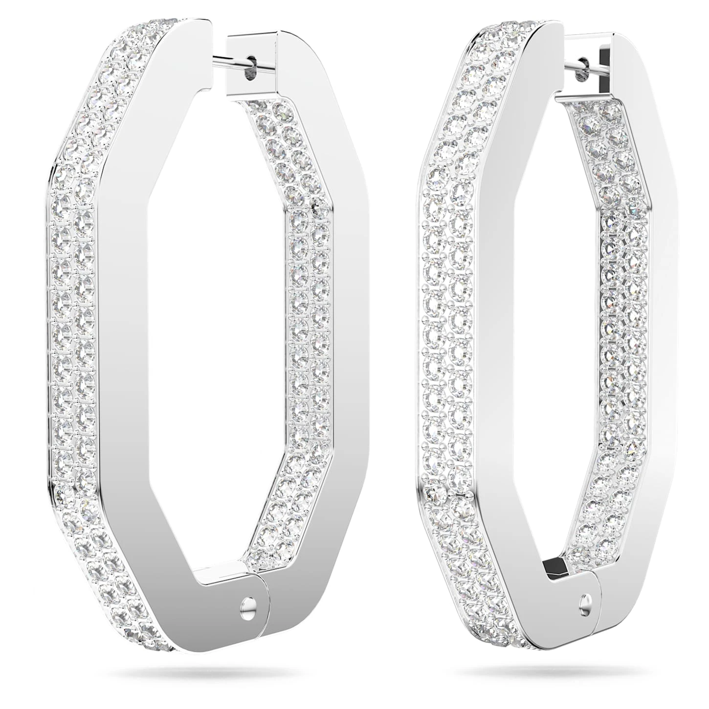 Swarovski Dextera Hoop Earrings Octagon Shape, Large, White, Rhodium Plated 5 Swarovski Dextera Hoop Earrings Octagon Shape, Large, White, Rhodium Plated - Image 3