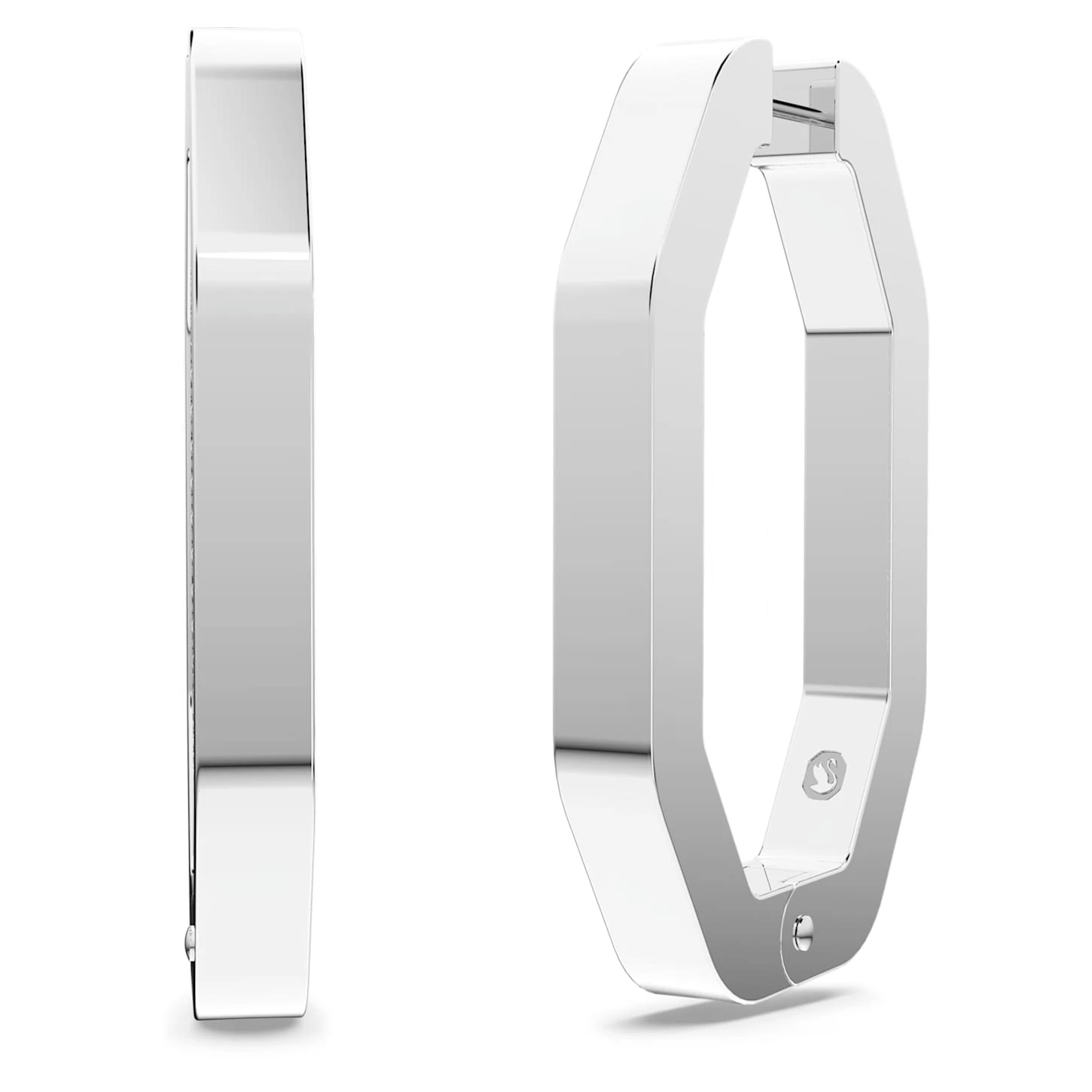 Swarovski Dextera Hoop Earrings Octagon Shape, Large, White, Rhodium Plated 6 Swarovski Dextera Hoop Earrings Octagon Shape, Large, White, Rhodium Plated - Image 4
