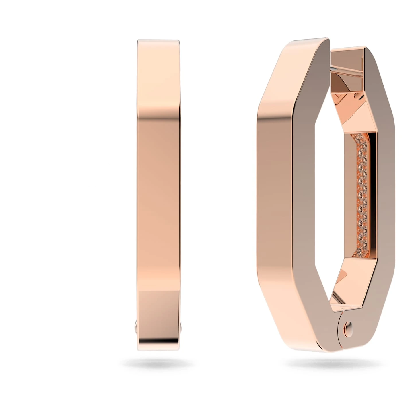 Swarovski Dextera Hoop Earrings Octagon Shape, Medium, White, Rose Gold-tone Plated 5 Swarovski Dextera Hoop Earrings Octagon Shape, Medium, White, Rose Gold-tone Plated - Image 3