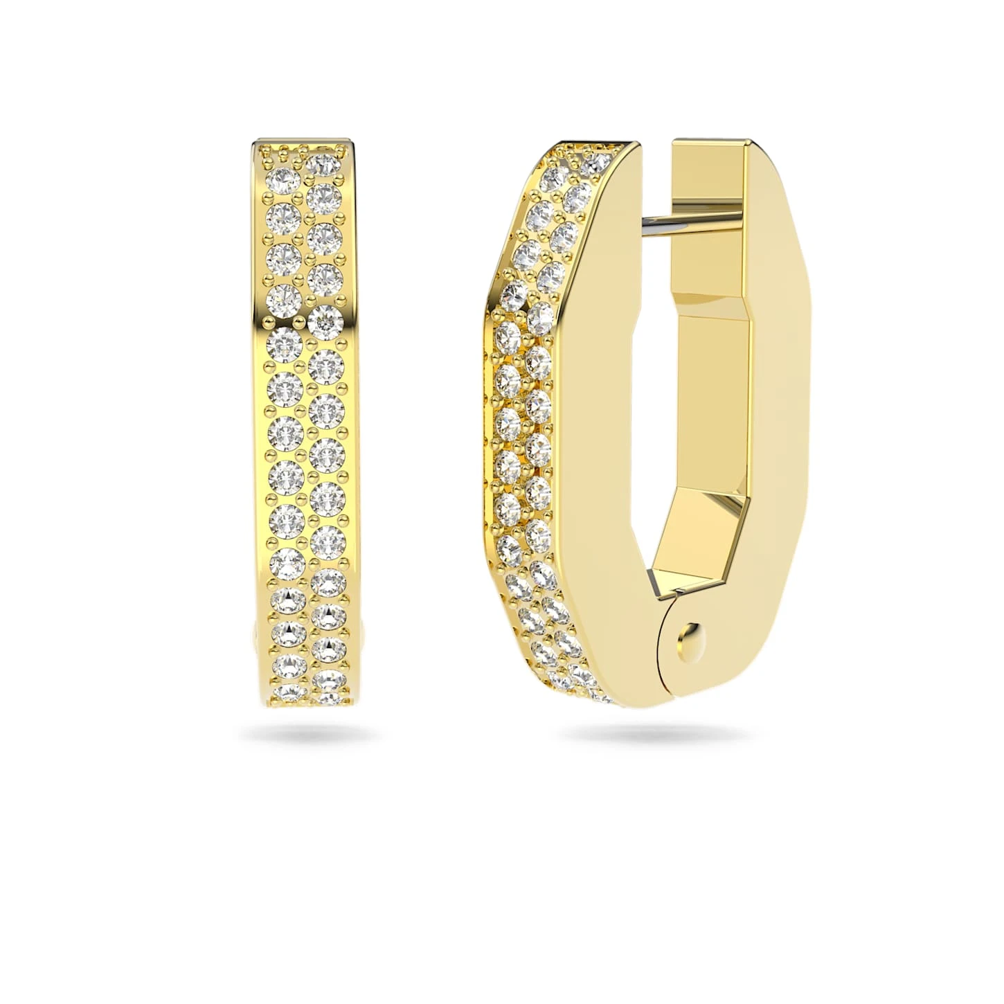 Swarovski Dextera Hoop Earrings Octagon Shape, Small, White, Gold-tone Plated 5 Swarovski Dextera Hoop Earrings Octagon Shape, Small, White, Gold-tone Plated - Image 3