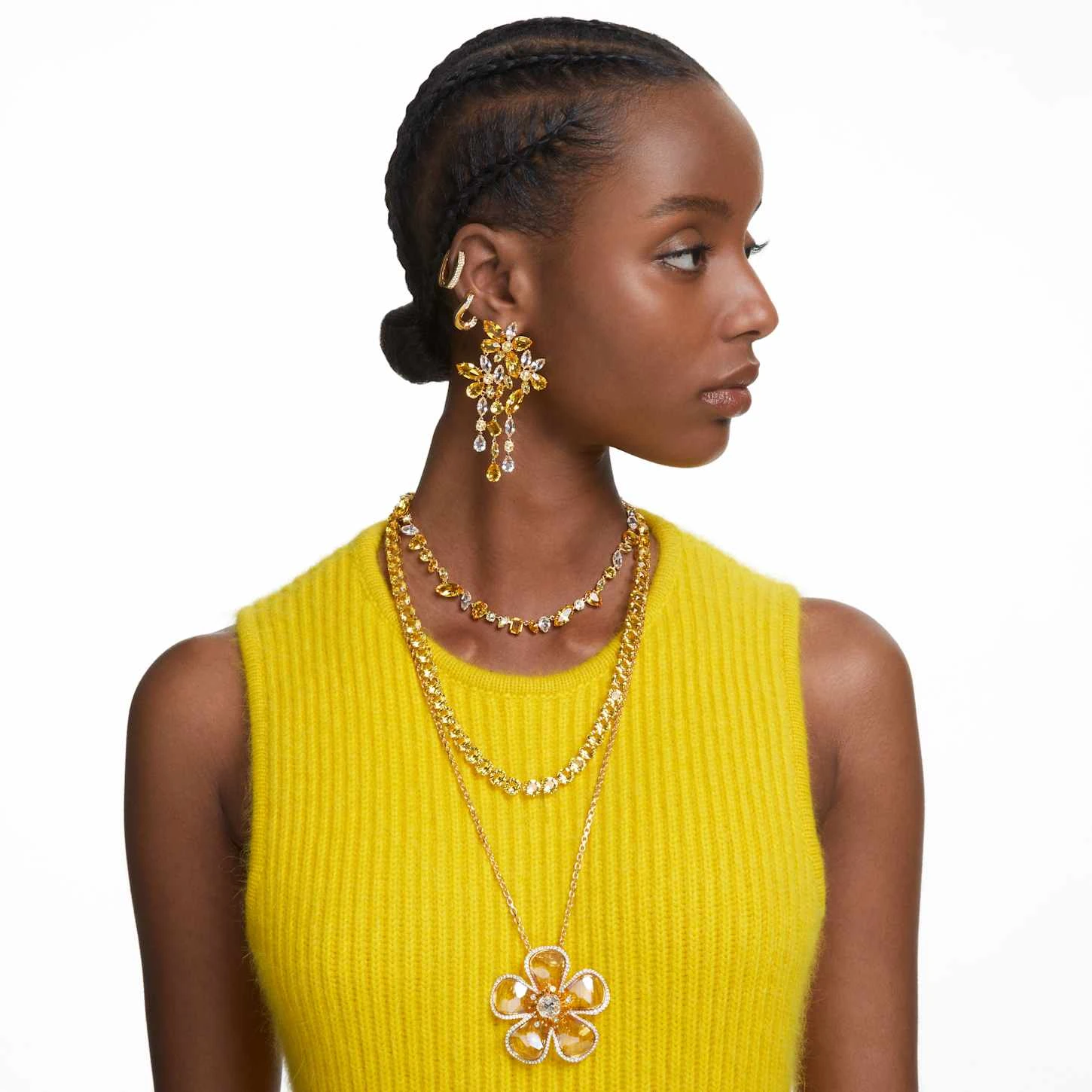 Swarovski Dextera Hoop Earrings Octagon Shape, Small, White, Gold-tone Plated 7 Swarovski Dextera Hoop Earrings Octagon Shape, Small, White, Gold-tone Plated - Image 5